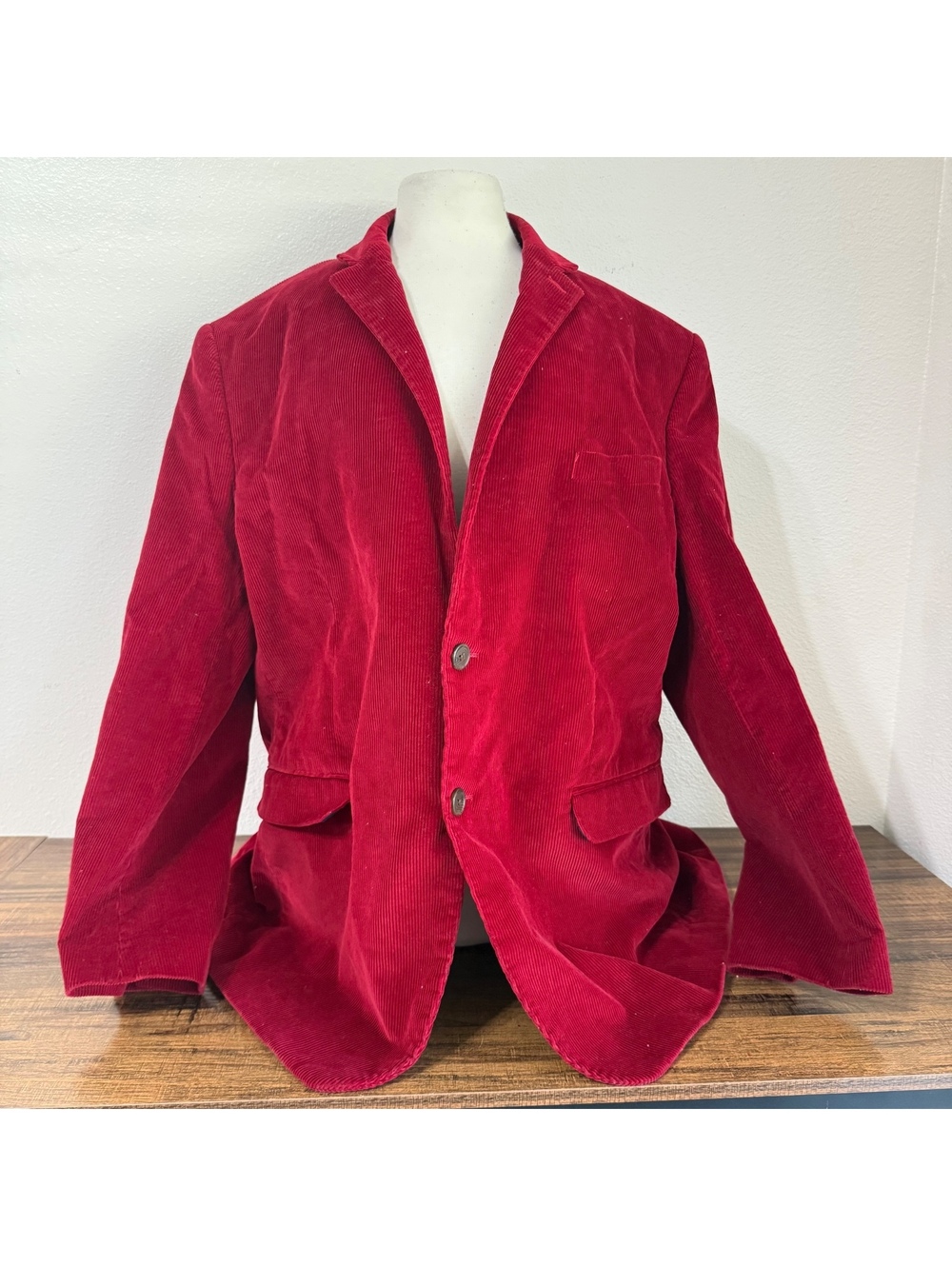 Saddlebred Men's Red Corduroy Sport Coat with Checkered Lining Size 46R